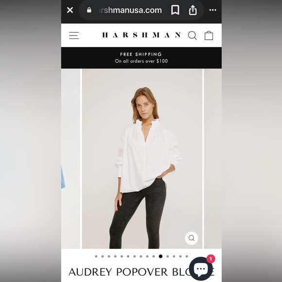 plus size Harshman Audrey Popover Blouse 100% cotton 3x blouse - Picture 16 of 16